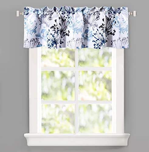Driftaway Acacia Floral Blossom Watercolor Printed 100 Percent Blackout Thermal Insulated Window Curtain Valance Rod Pocket Single 52 Inch By 14 Inch Plus 2 Inch Header Navy #TOP1