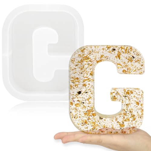 Gartful 7 Inch Large Letter Molds for Resin, 3D G Capital Alphabet Epoxy Resin Mold, A to Z Thick Resin Letter Molds for Making Letters, Word Sign Art, DIY Crafts, Making Cake, Party Home Decor