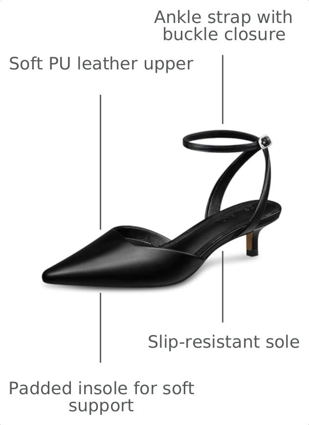 Image of Women Low Kitten Heels: 2 Inch Comfortable Closed Toe Pumps