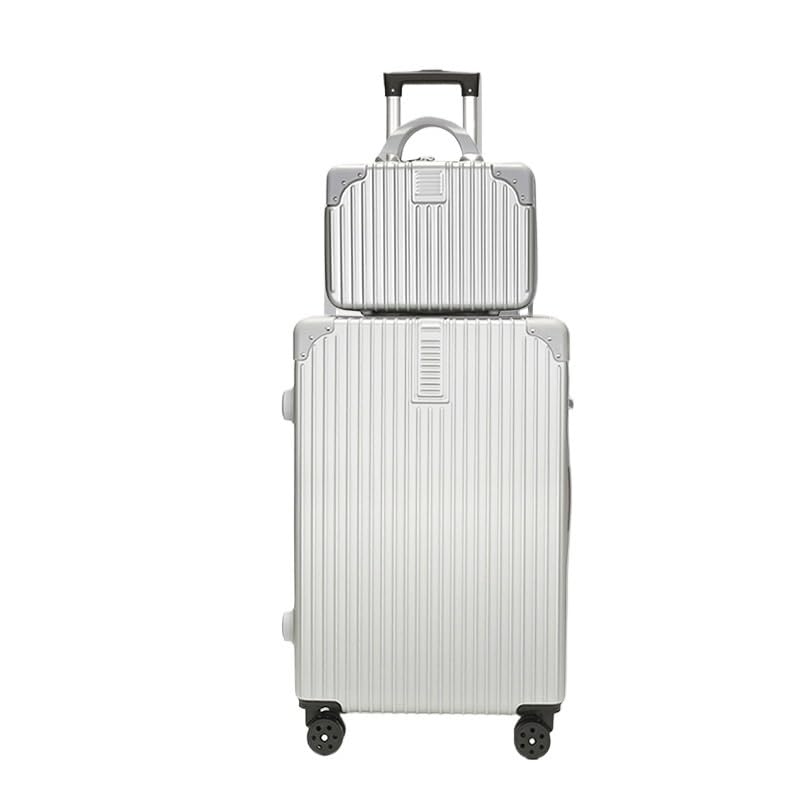 Luggage Sets Silent Universal Wheel Suitcase Lightweight Travel Trolley Case Password Case Large Capacity Zipper Case Suitcase(Silver,20in)