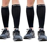 Calf Compression Sleeves for Men and Women - Footless Compression Socks for Runners, Shin Splints, Varicose Vein & Calf Pain Relief - Leg Brace for Running, Cycling, and Travel - Large, Black, 2 Pack