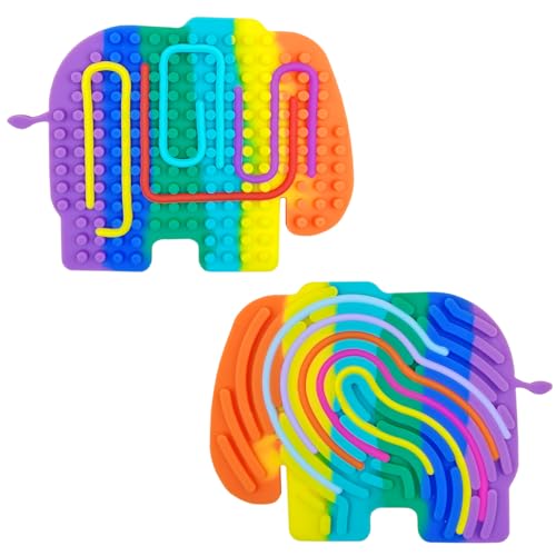 Yeefunjoy Sensory Activity Board, Silicone Fidget Toy, Juguete Antiestrés De Silicona, Juguete sensorial portátil de Silicona, Elefante Arco Iris Fidget Toy para niños y Adultos ADHD y Autismo Regalo