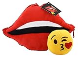KINREX Soft Plush Red Lip Pillow Toy with Blow Kiss Emoji Inside - Birthday Presents for Baby,...