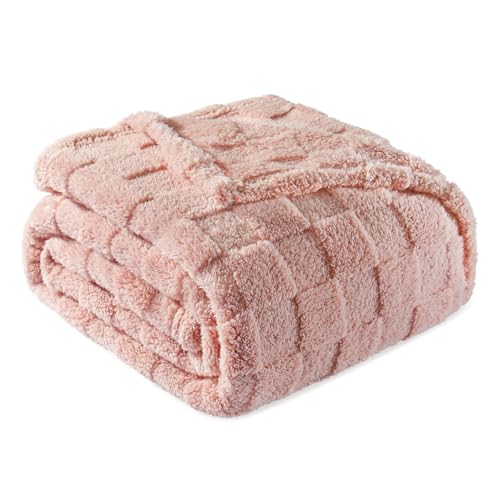 Exclusivo Mezcla Plaid Couverture à Carreaux, 130 x 150 CM, Rose