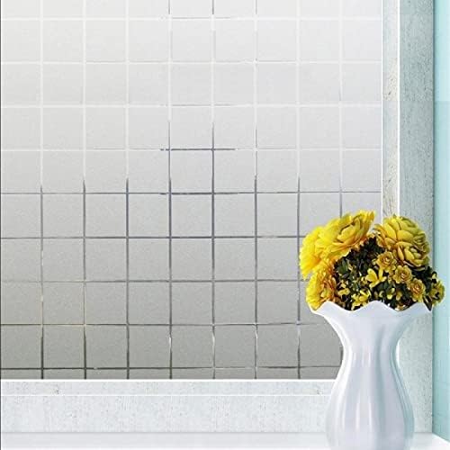 Image of WISDOM Privacy Window Film Frosted Glass Film Glass Film No Glue Anti-UV Window Sticker Non Adhesive for Privacy Office Meeting Room Bathroom Living Room (Square Frosted, 12 x 100 inch)
