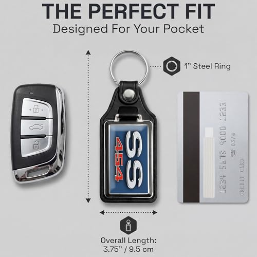 Image of Brotherhood 1970 Compatible with SS 454 Engine Mulsanne Blue Emblem Design Key Chain Key Holder Key Ring For Men Heavy Duty Car Key Ring For Men and Women