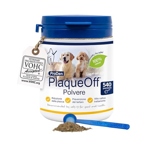 ProDen PlaqueOff 180 grammi per Cani e Gatti – Aiuta a Ridurre Placca, Tartaro e Alito Cattivo – Pulizia Dentale 100% Naturale – Clinicamente Testato
