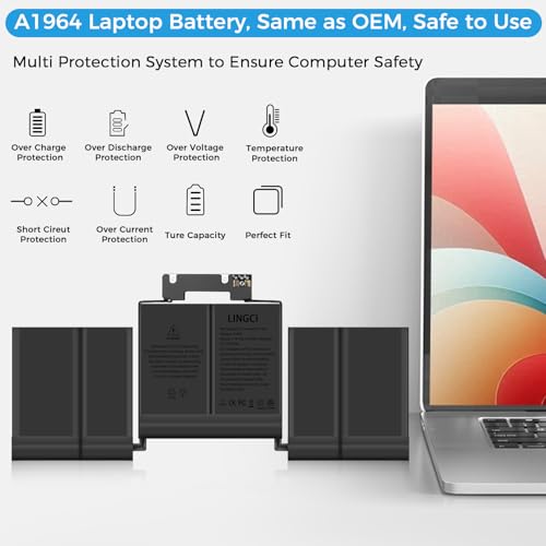 Image of A1989 Battery,A1964 A2251 Battery Replacement for MacBook Pro 13 Inch A1989 (Mid 2018, 2019) A2251 (2020) (Upgraded High Performance 11.41V 58Wh 5086mAh)