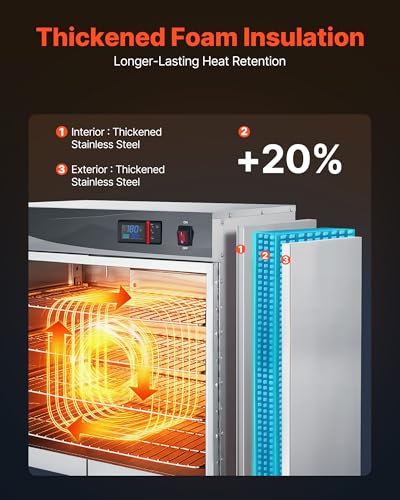 Image of VEVOR Electric Hot Box Food Warmer, 4-Tier Commercial Warming Cabinet with Water Tray, Double-Door and Adjustable Shelves, Stainless Steel Food Warmer Cabinet, for Restaurant, Kitchen, Pizza, Chicken