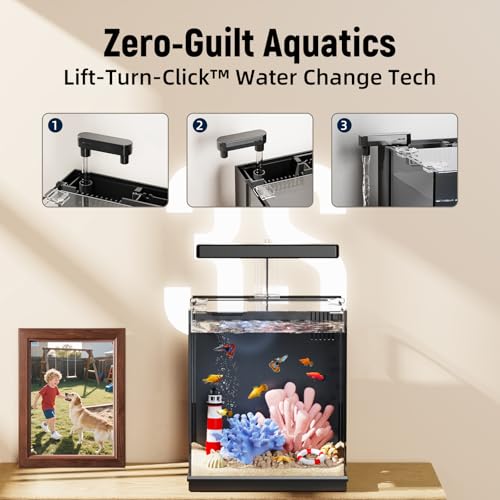 Image of AQUASMITH Beta Fish Tank, 2 Gallon Betta Fish Aquariums with Filter & Light, for Men, Fish Tanks for Kids & Starter, Black