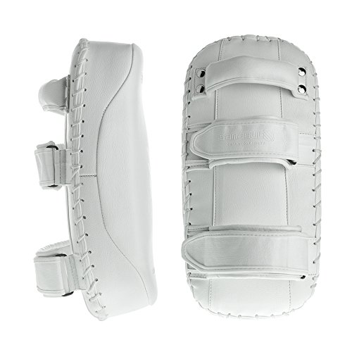 Sanabul Battle Forged Muay Thai Kickboxing Kick Pads (Pair) (White (Pair), Standard) #TOP2