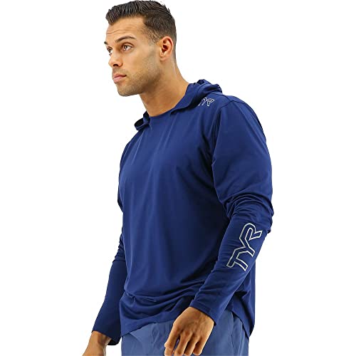 TYR Men's Long Sleeve Sun Protection Performance Hoodie Shirt UPF 50+4