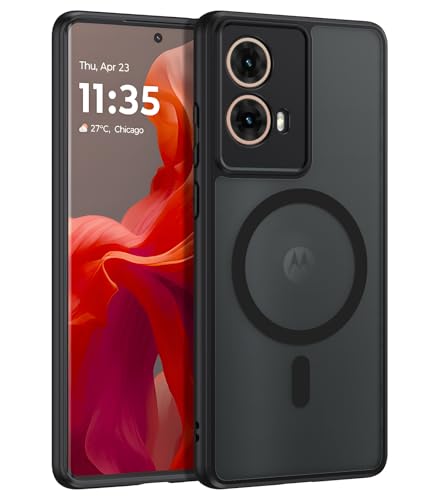 Cover Magnetica per Motorola Moto G85 Moto S50 Neo 5G Compatibile con MagSafe Custodia Traslucida Opaca Protettiva Sottile Antiurto Retro Resistente Anti-Scivolo Nero