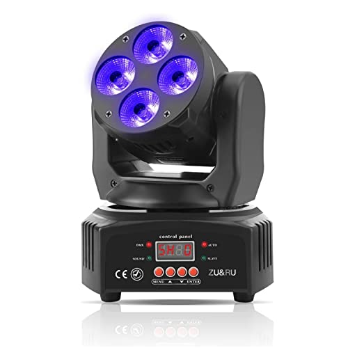 DJ Lights 50W RGBWA/UV Mini Moving Head Stage Light, DMX Disco Sound Activated Wash Light for Christmas, Parties, Club, Concert, Wedding, Events