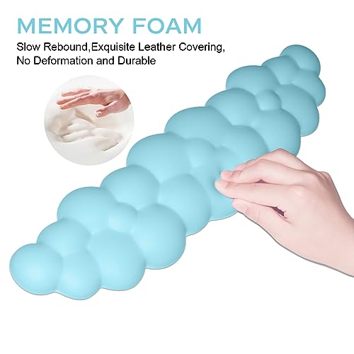 Image of JIKIOU Upgrade Leather Cloud Wrist Rest for Keyboard and Mouse & Cup Pad | Wish Gift-Cute Cloud Shape, Comfortable and don't Irritate to Skin, Non-Slip PU Base,Soft Memory Foam filled for Pain Relief