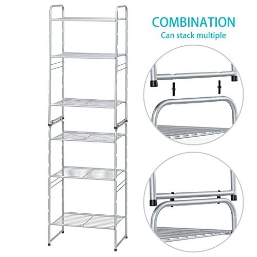 Georis 3-Tier Heavy Duty Wire Shelving Unit Storage Rack, Stackable Extendable Plant Stand Organizer With Adjustable Shelf, Water Bottle Storage Holder, Silver #TOP5