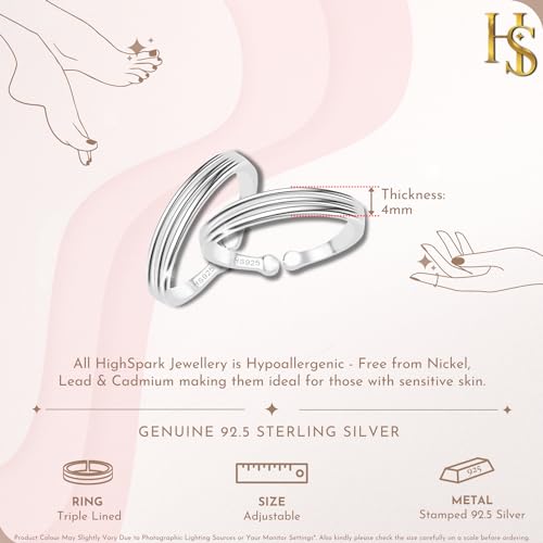 92.5 Sterling Adjustable Toe Rings Contemporary Style & Stunning Shine Two Line