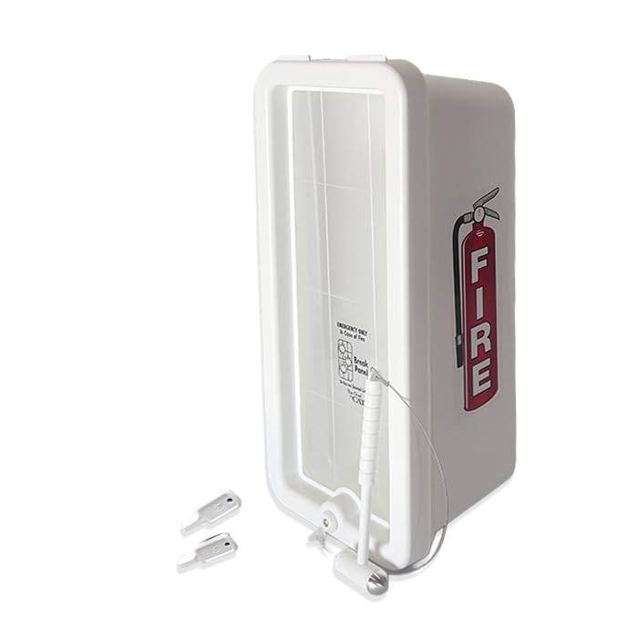 Cato 10501-H White Plastic Chief Fire Extinguisher Cabinet for 2-1/2 or 5 lb. Extinguisher, with Hammer and Cylinder Lock