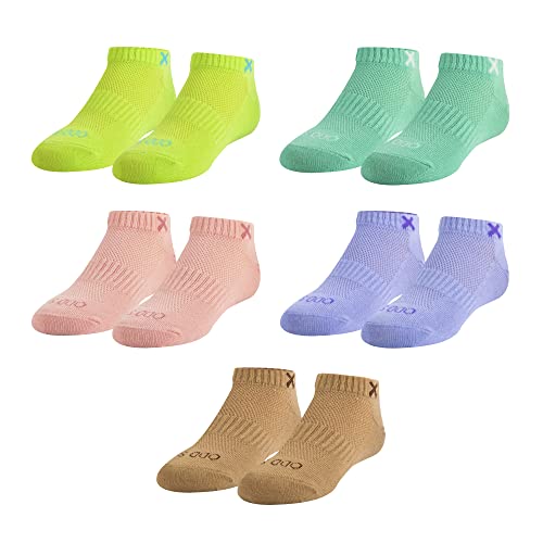 Basix, Kids Ankle Sock Low Profile Cotton Comfort Cushion Fit 5 Pack, 4-10 Years