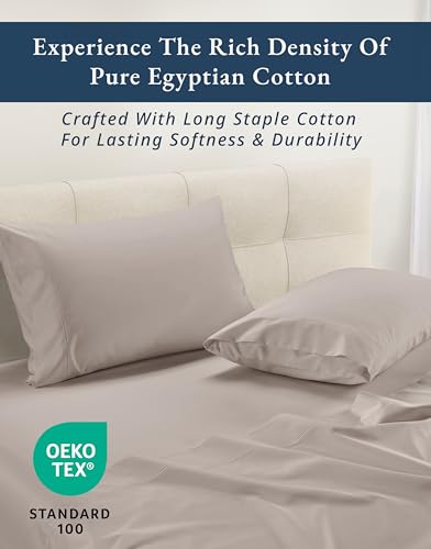 Image of LANE LINEN White King Sheets 100% Egyptian Cotton Sateen - Nacreous Clouds | King Size Bed Sheet Set - 4-Piece Set, For A Luxurious Night's Sleep, For A Silky Hotel-Style Bed, Luxe Sheen,