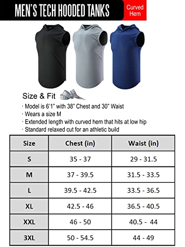 Liberty Imports 3-Pack Sleeveless Gym Hoodie For Men Workout Shirts, Muscle Hooded Tank Tops Athletic Apparel (Black/Gray/Navy, X-Large) #TOP5