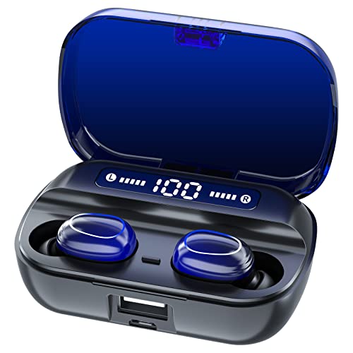 GOSCIEN Wireless Earbuds, Headphones Wireless Immersive Bass Sound Bluetooth 5.2 Headphones with Noise Cancellation Mic, IPX7 Waterproof Bluetooth Earphone with Charging Case for Work, Sports(Blue) GOSCIEN Wireless Earbuds, Headphones Wireless Immersive Bass Sound Bluetooth 5.2 Headphones with Noise Cancellation Mic, IPX7 Waterproof Bluetooth Earphone with Charging Case for Work, Sports(Blue)