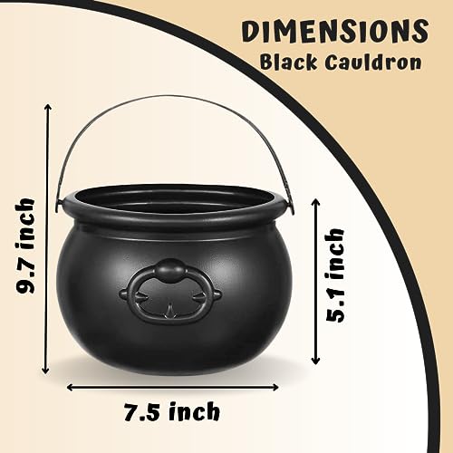 Image of St Patricks Day Coin Pot, 7.5 inch Black Plastic Cauldron Large Pot of Gold Bucket Black Plastic Cauldron For St. Patrick's Day Leprechaun & Mardi Gras Party Table Centerpiece Decoration Supply Accessory