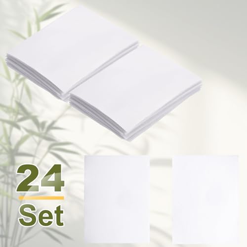 Image of HARFINGTON 24set Hook and Loop Strips with Adhesive 4.3 inchx6 inch Double Sided Hook and Loop Tape Nylon Self Sticky Fastener for Home Office Car, White