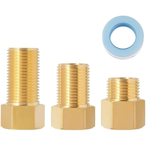 SUNGATOR 1/2" Male Female Adapter, 1/2 Inch Brass Hex Pipe Extension Fittings for Tub Spout/Shower, 1/2'' Male to 1/2'' Female Adapter of 30MM/40MM/50MM,Brass Pipe Fitting with Sealing Tape, Pack of 3 Cover
