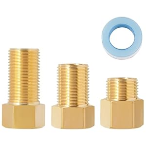 SUNGATOR 1/2″ Male × 1/2” Female Brass Pipe Extension Adapter, 1/2 Inch Brass Nipple Pipe Extension Fittings for Tub Spout/Shower, 30MM/40MM/50MM Extension 1/2” Pipe Fittings (3 Pack)