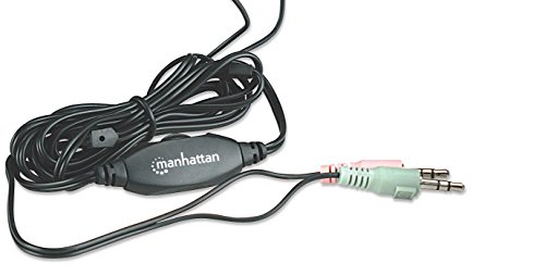 Manhattan 3.5mm Stereo Headset with Mic - with Microphone, Volume Control, 3.5 mm Stereo Plugs, 6.5ft Cable - for Desktop, Laptop, Computers - 3 Year Warranty - 164429