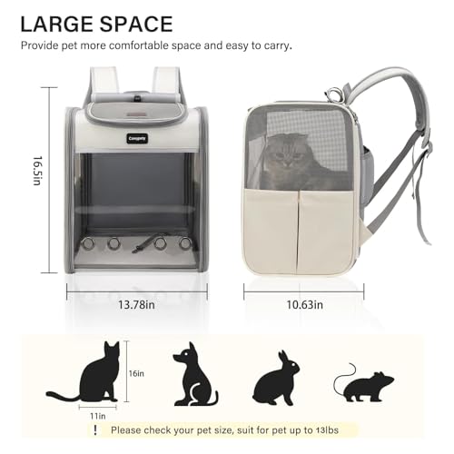 Image of Cat Backpack Carrier, Breathable Cat Carrier Large Space Bubble Pet Backpack For Kitty Small Dog Up To 15Lbs, Transparent & Foldable Pet Carrier For Travel Hiking (Light Gray)