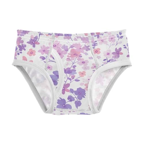 KLL Lilac and Pink Flowers Toddler Boy Pure Cotton Athletic Underwear Breathable Children Undies