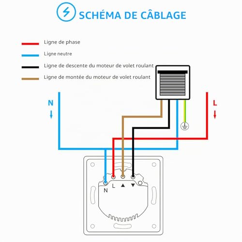 Interrupteur de volet roulant blanc tactile avec programmation domotique WiFi - 7
