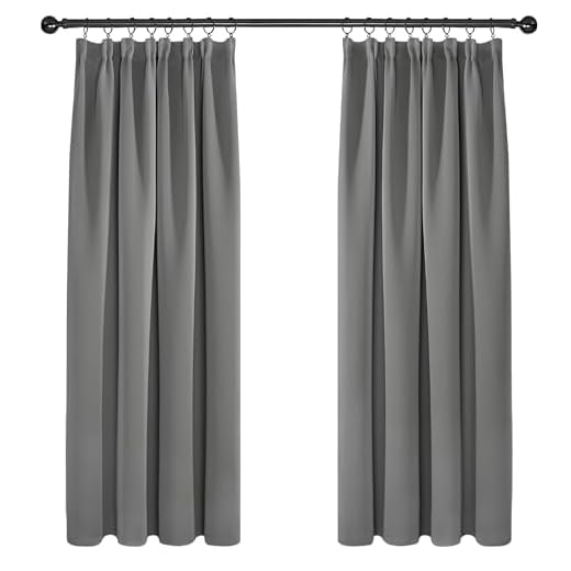 Deconovo Grey Blackout Curtains Thermal Super Soft Pencil Pleat Curtains Bedroom 46 x 54 Drop Inch Light Grey 2 Panels