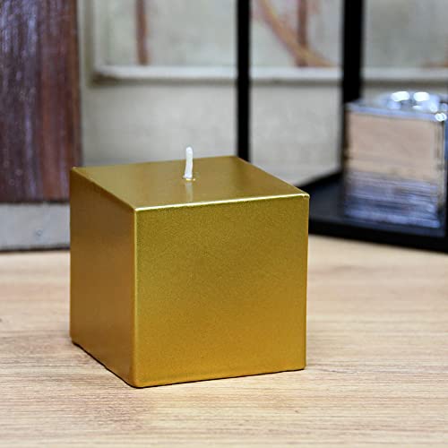 Zest Candle Pillar Candle, 3 By 3-Inch, Metallic Bronze Gold Square #TOP1
