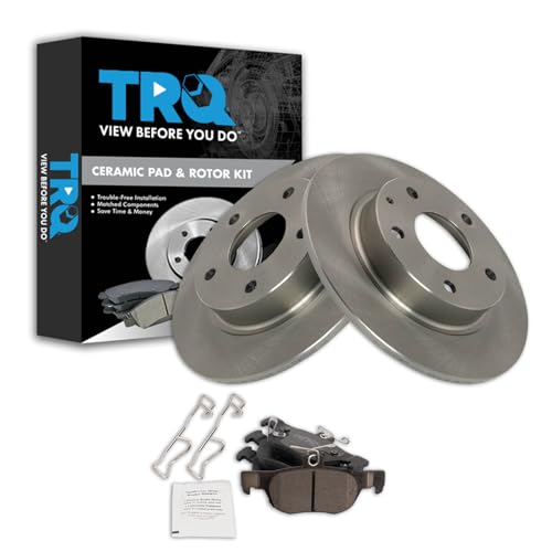 Image of TRQ Rear Brake Pad and Rotor Set Ceramic Compatible with 2019-2021 Mazda 3 2020-2021 CX-3 2020-2021 CX-30