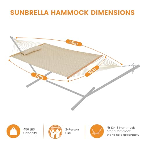 Image of Lazy Daze 12 FT Sunbrella Fabric Hammock, Non-Fading Double Outdoor Hammock