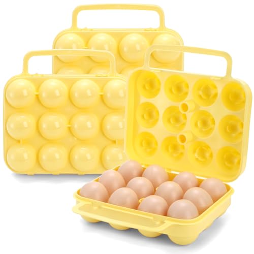 ZEAYEA 3 Pack Eggs Carrier with Handle 36 Eggs Camping Egg Holder for Organize Eggs and Prevent Eggs from Cracking Portable Egg Container for Travel Outdoor Hiking Picnic