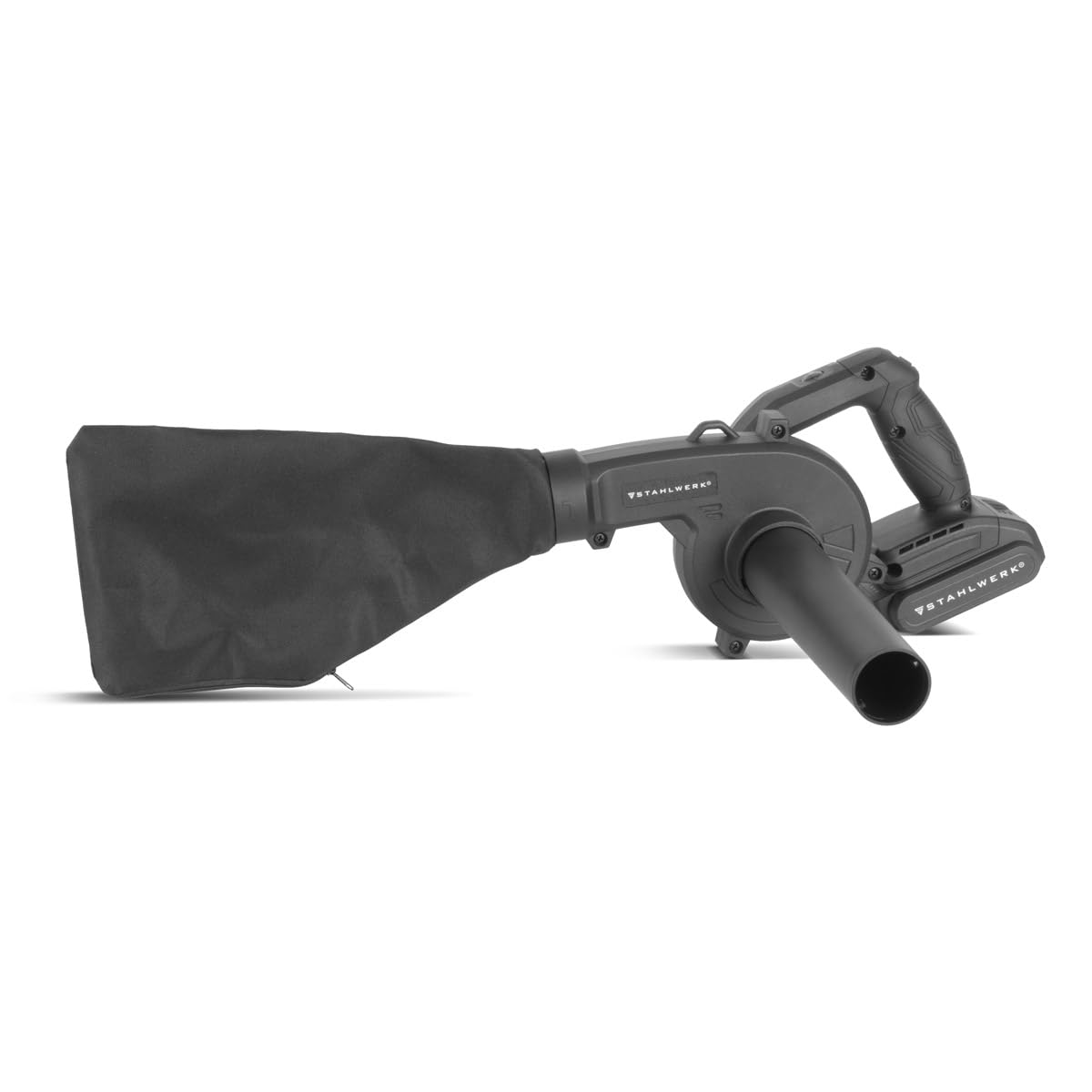 STAHLWERK Soffiatore e aspirapolvere a batteria 2 in 1 MAG-20 ST – 20 V con 2 Ah, soffiatore compatto brushless per giardino, strada, officina e auto, maneggevole mini soffiatore fino a 98 m/s e