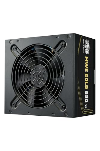 Alimentation noire MWE Gold V3 850W pour PC de jeu ATX 3.1 silencieux