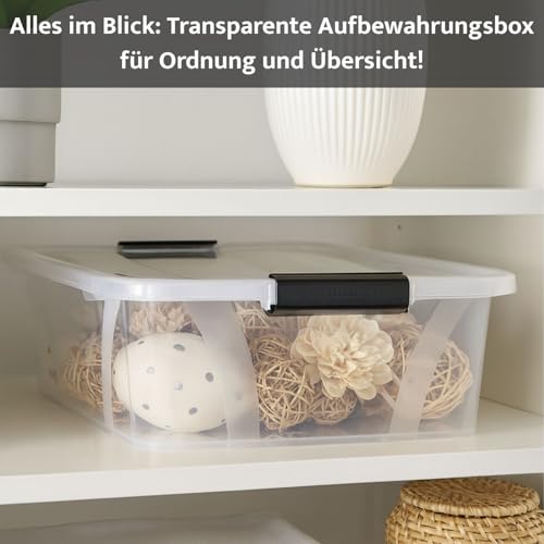 Aufbewahrungsbox + Deckel L 51 x B 38,5 x H 14,8 cm - 21 Liter transparent stapelbar | Transportbox transparent | Lebensmittelbox lebensmittelgeeignet | Kunststoffbox Lagerbox stapelbar