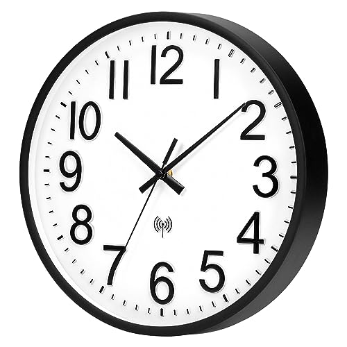 ACCSHINE Zegar ścienny bez tykania, cichy, 30 cm, kwarcowy, zasilany bateriami, duży, łatwy do odczytania, do pokoju, domu, kuchni, sypialni, biura, szkoły (czarny + biały)