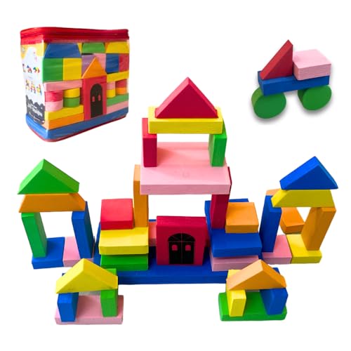 Image of Kitoy Foam Building Blocks for Toddler,100% Safe Non-Toxic Building Block for Toddlers,Waterproof Light and Soft Building Blocks Toys,100PCS Colorful and Different Shapes with Carry Bag