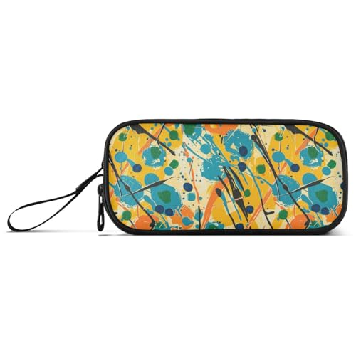 aidingzhi Estuche retro de nailon naranja con lunares de leopardo para niñas, gran capacidad, con cremallera, para escuela, oficina, adolescentes y niños