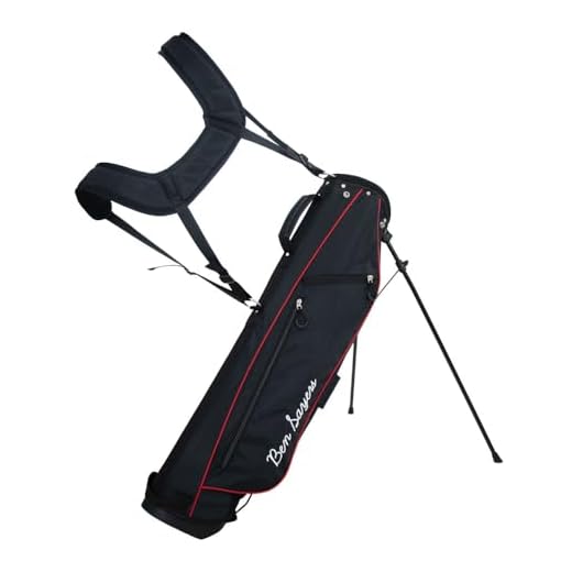 Ben Sayers LTE 6" Pencil Golf Stand Bag | Lightweight Golf Clubs Carry Bag with Dual Shoulder Strap and Lumbar Padding | (Black/Red)
