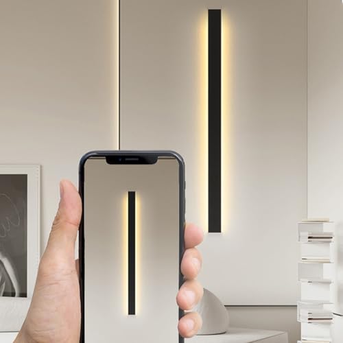 Aplique de pared LED interior de 60cm en aluminio negro con luz neutra 7