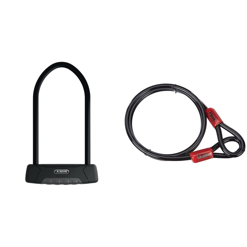 ABUS Bügelschloss Granit XPlus 540 + SH B-Halterung - Fahrradschloss mit XPlus Zylinder & Schlaufenkabel Cobra 12 - Sicherung für Fahrrad- und Motorrad-Zubehör - 1,8 Meter lang, 12 mm stark