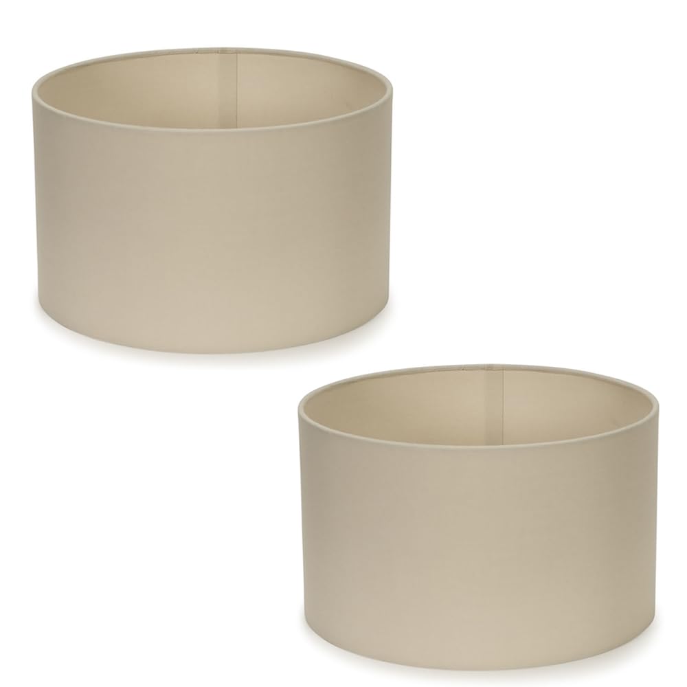 Valuelights Unisex Natural Reni Pair Of Fabric Easy Fit Drum Ceiling Lamp Shade In | Size: Small