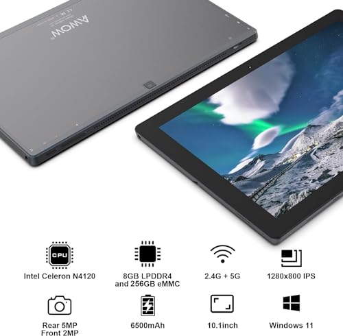 Awow Windows Tablet With Keyboard 10.1", Detachable 2 In 1 Laptop Touchscreen Windows 11, 8Gb Ram 256Gb Storage, Intel Celeron N4120 2.6Ghz thumb #5